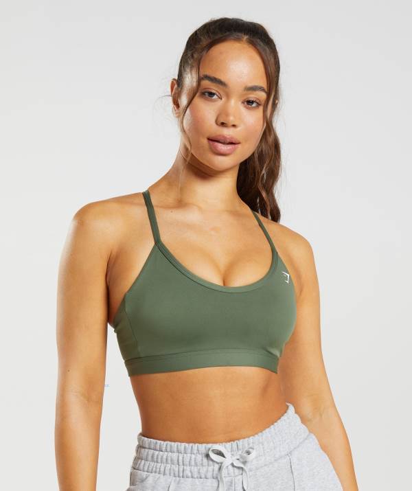 Damske Športové Podprsenky Gymshark V Neck Olivovo Zelená | VN7583012